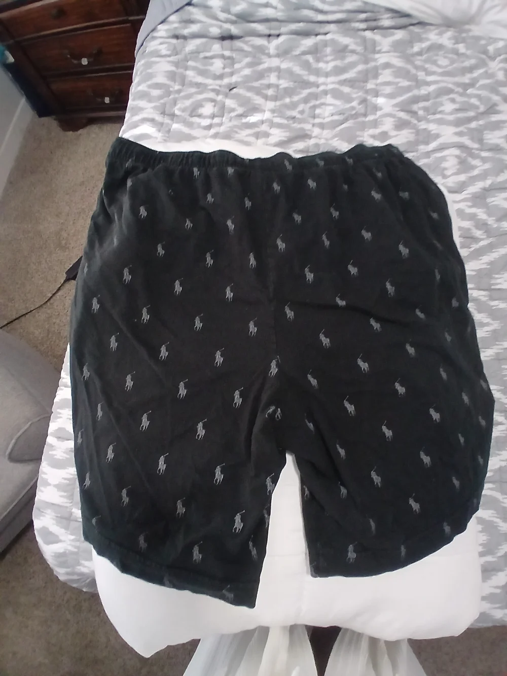 Ralph Lauren Big And Tall Black Polo Pony Pattern Shorts For Men